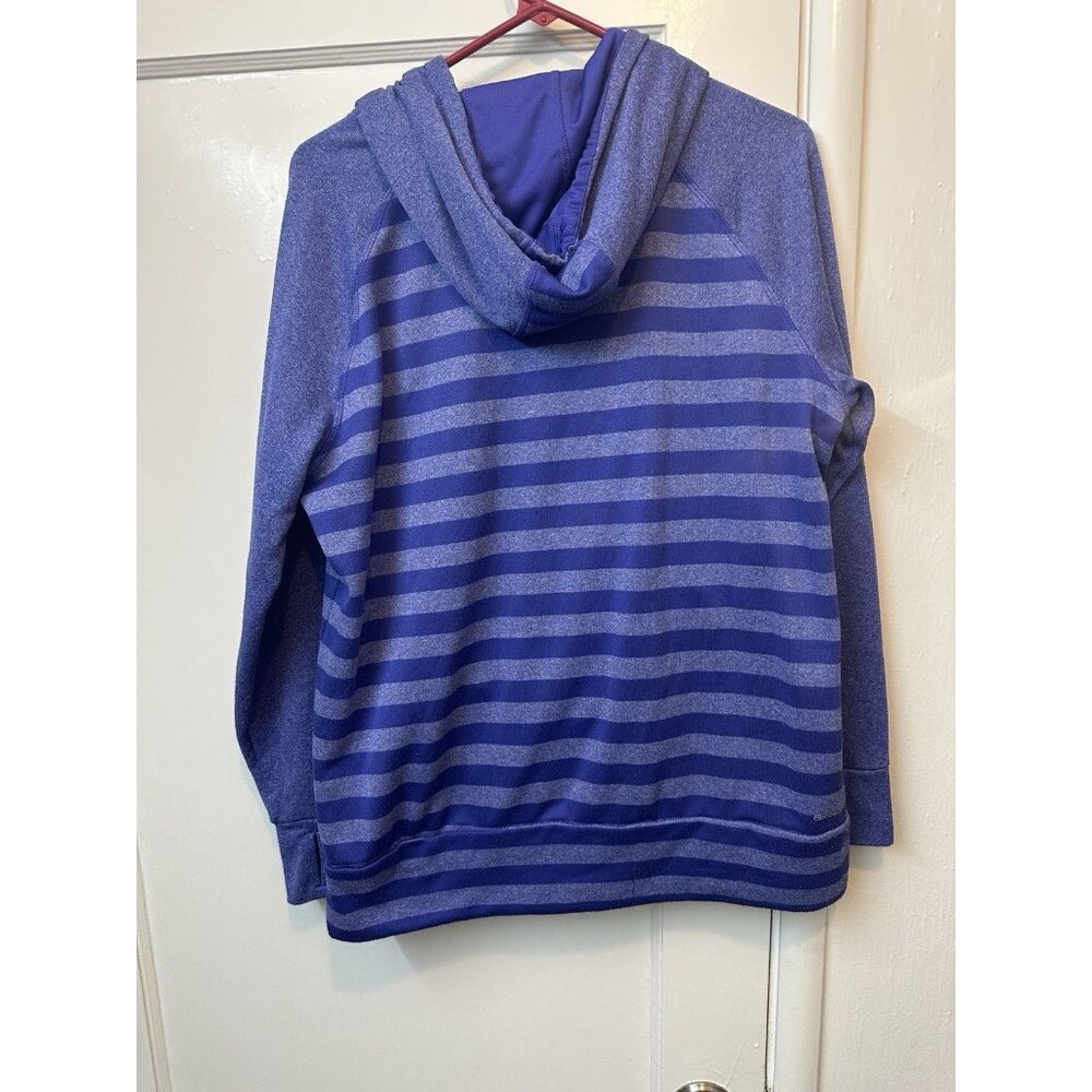 Adidas Ultimate Hoodie XL Blue Striped Pullover Climawarm Athletic Sweatshirt - Picture 5 of 5